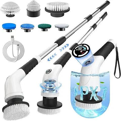 Electric Bathroom Cleaning Brush, Cordless Spin Scrubber Full Body
