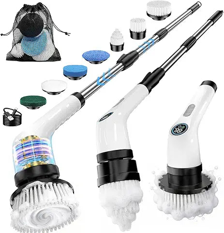 Electric Bathroom Cleaning Brush, Cordless Spin Scrubber Full Body